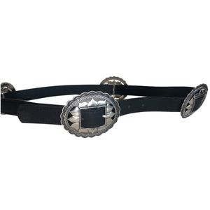 Elegant Black Belt with Silver Accents